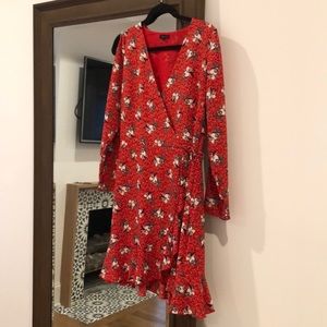 Long sleeve cold should wrap dress